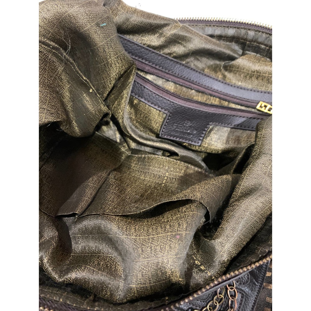 FENDI Selleria 1925 Bag Nylon Brown with Chain Made in Italy - Picture 12 of 16